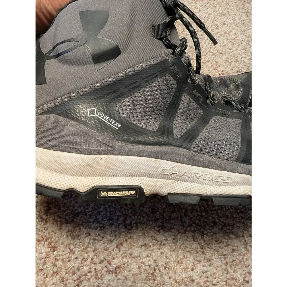 Under Armour Verge Mid GTX Hiking Boots Men 9 Black Gray Waterproof Michelin